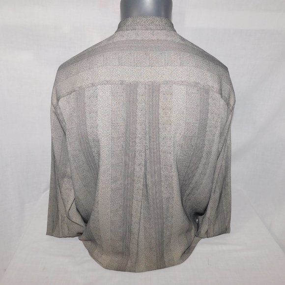 Le Chateau Mens M Gray Black Mandarin Collar Button Front Shirt - Picture 10 of 13